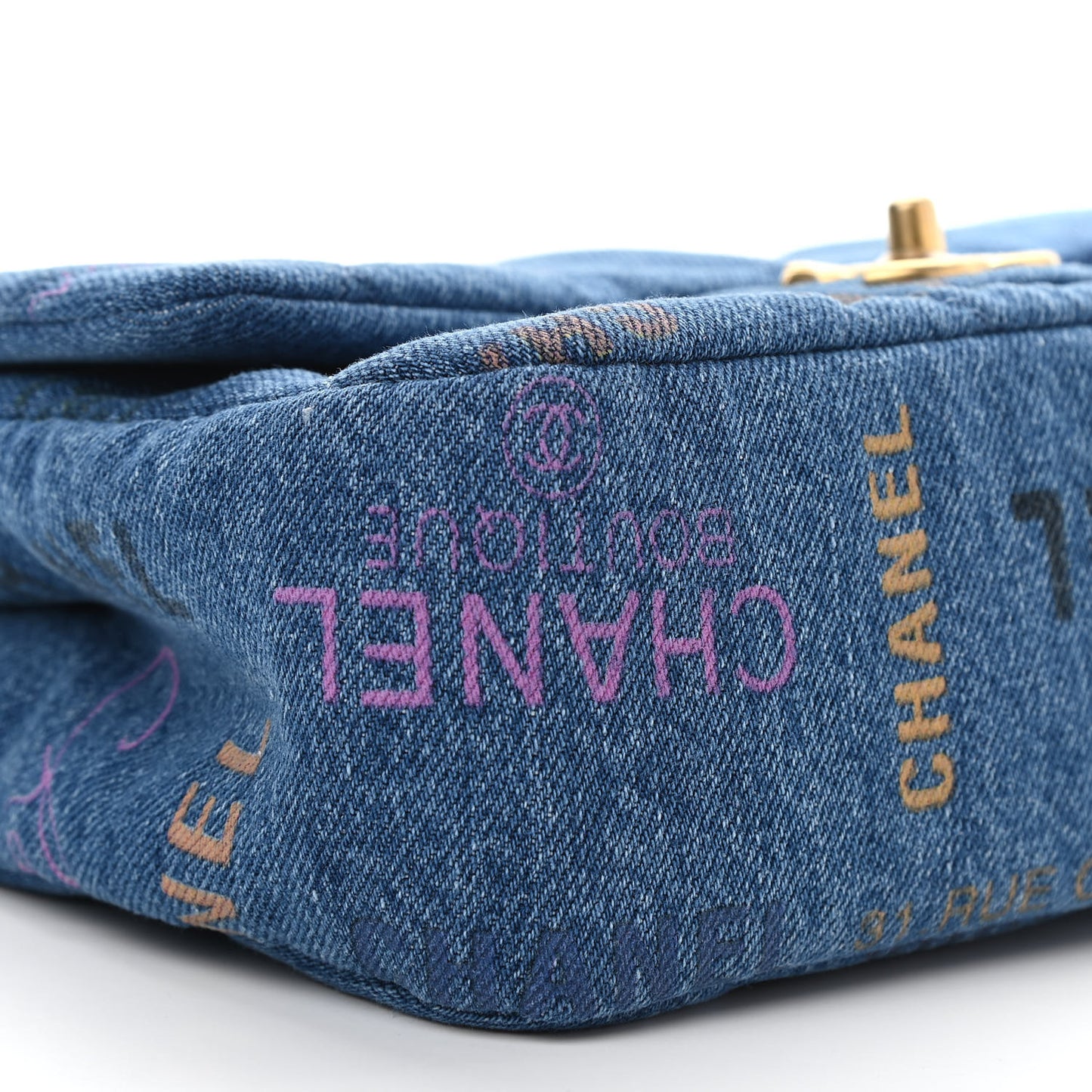Denim Quilted Mini Denim Mood Rectangular Flap Blue Multicolor