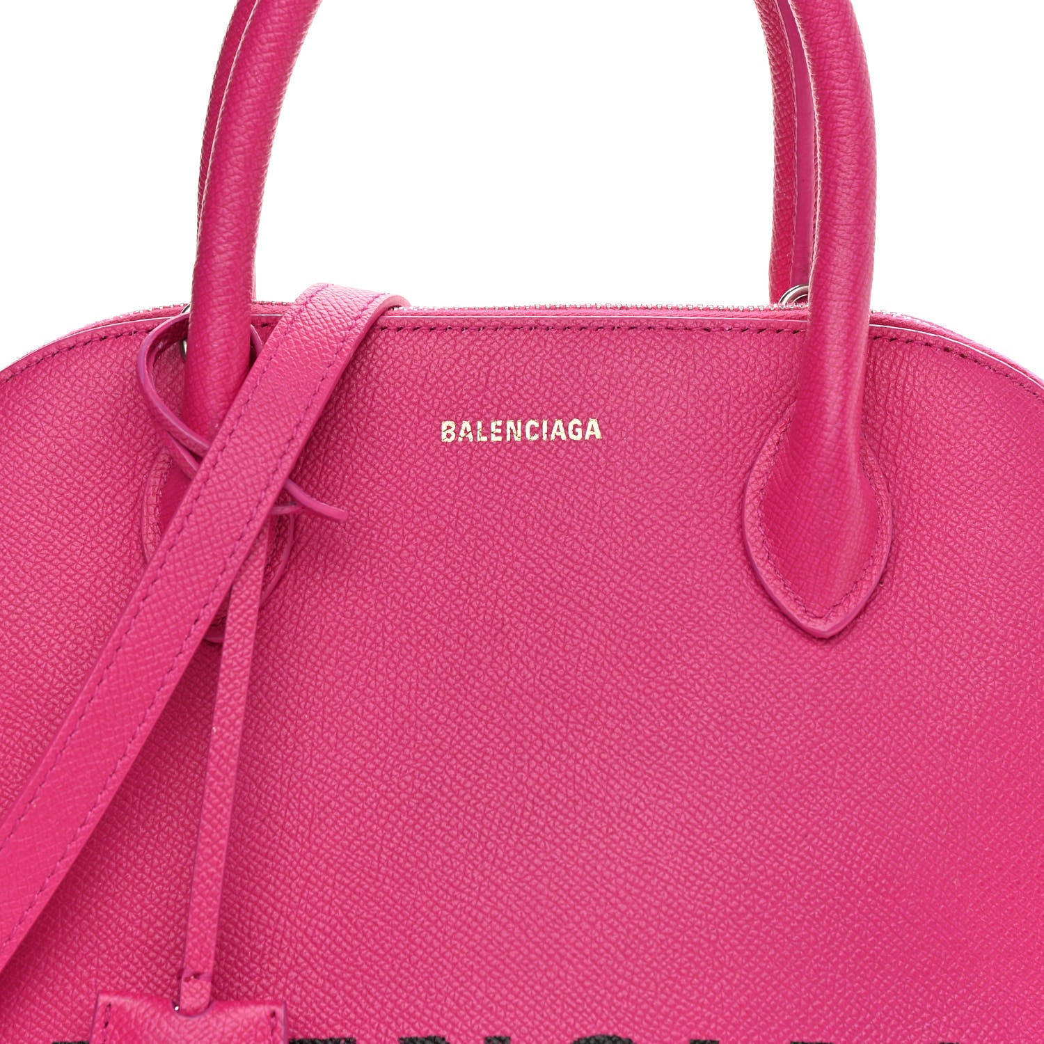 Balenciaga Signature Grained Calfskin Logo S Ville Top Handle Bag Fuchsia 8 of 14