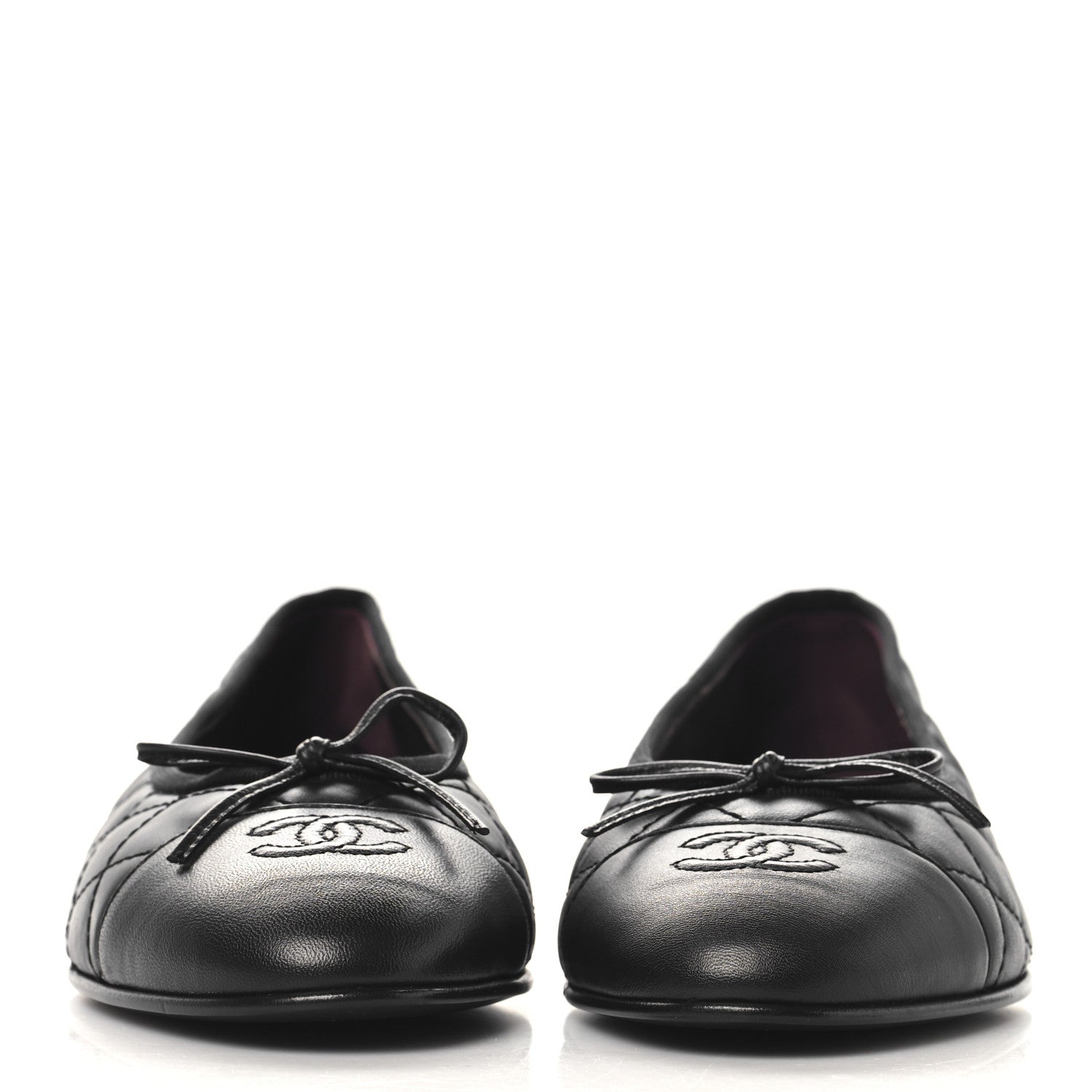 Chanel Aged Calfskin Quilted CC Cap Toe Ballerina Flats 39 Black 3 of 10