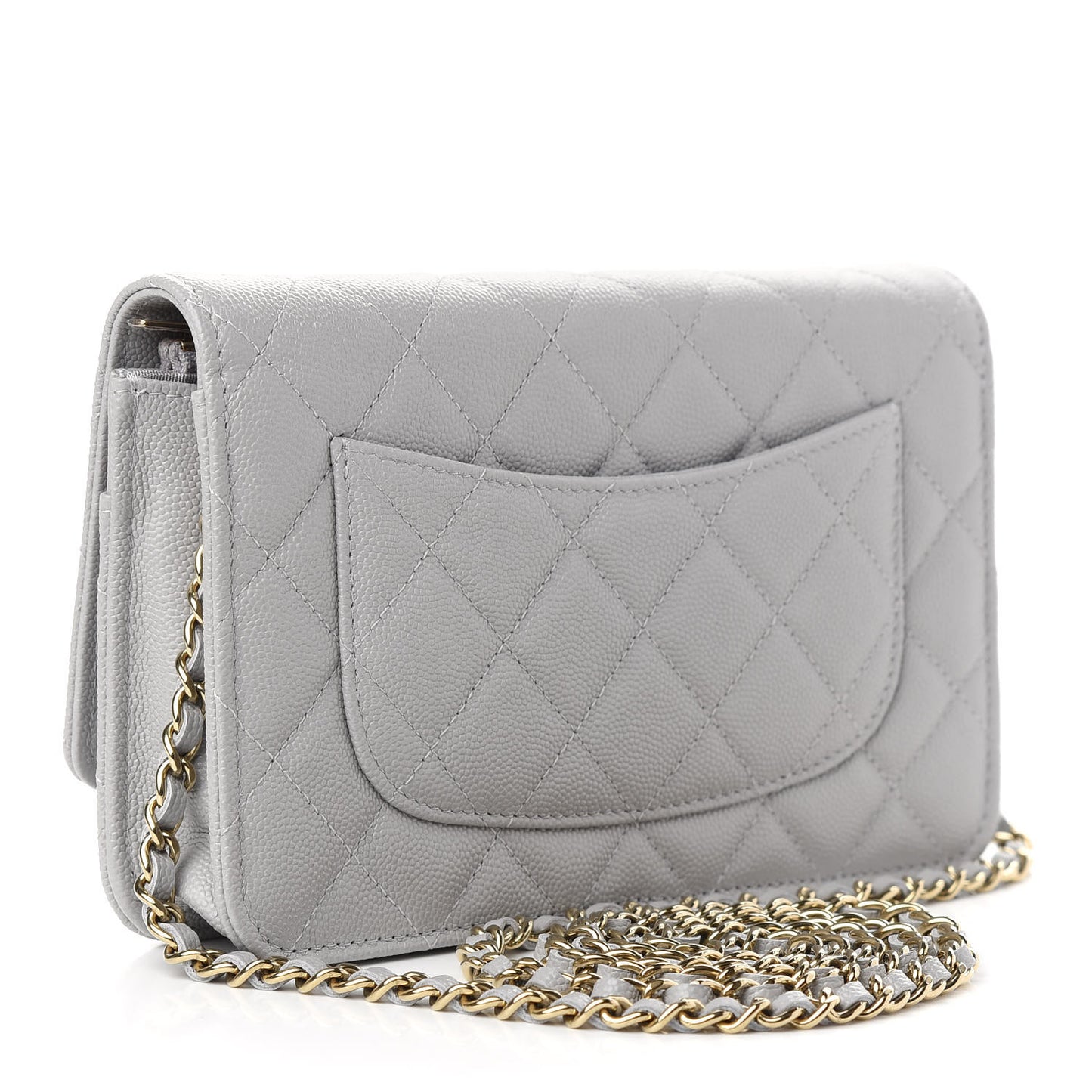 Caviar Quilted Wallet On Chain WOC Grey