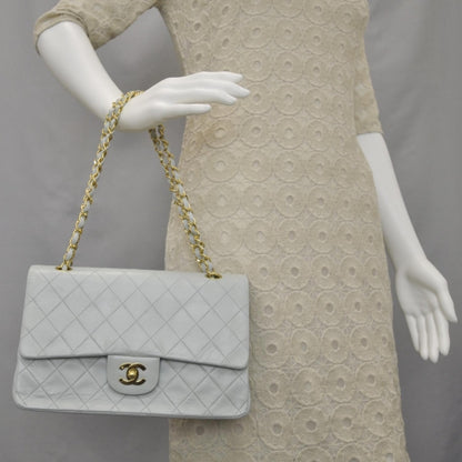 Chanel Lambskin Quilted Medium Double Flap Light Blue 2 of 10
