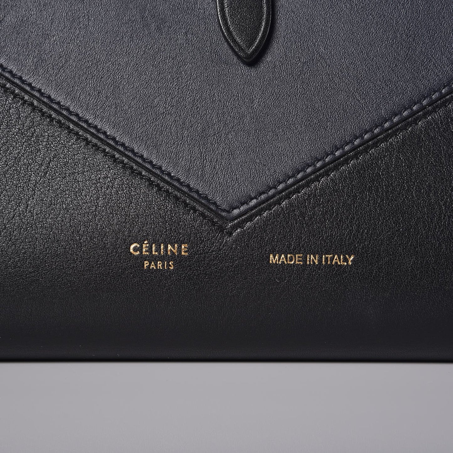 Shiny Smooth Calfskin Large Multifunction V Shape Wallet Navy Black