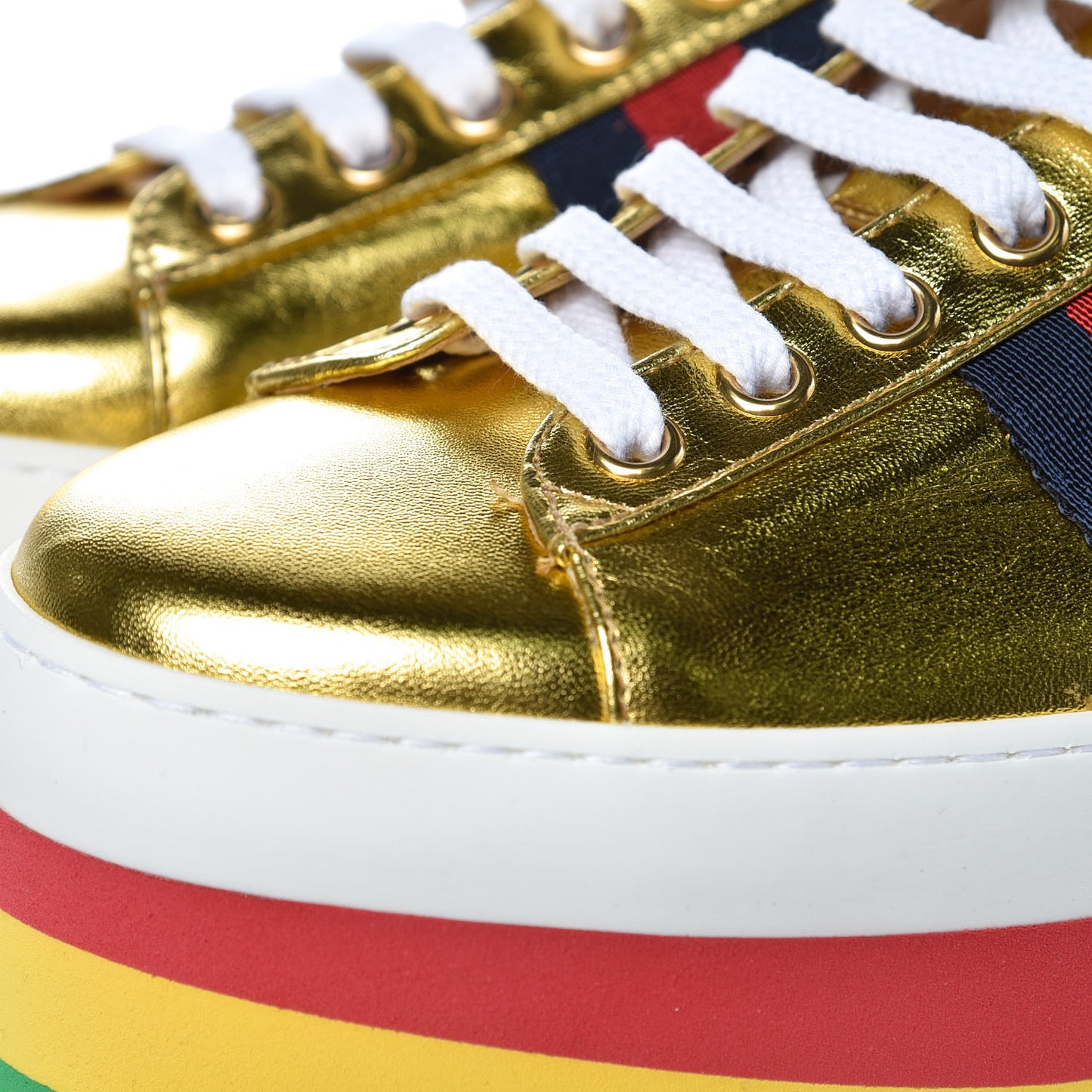 Metallic Nappa Peggy Platform Sneakers 36.5 Oro Vecchio