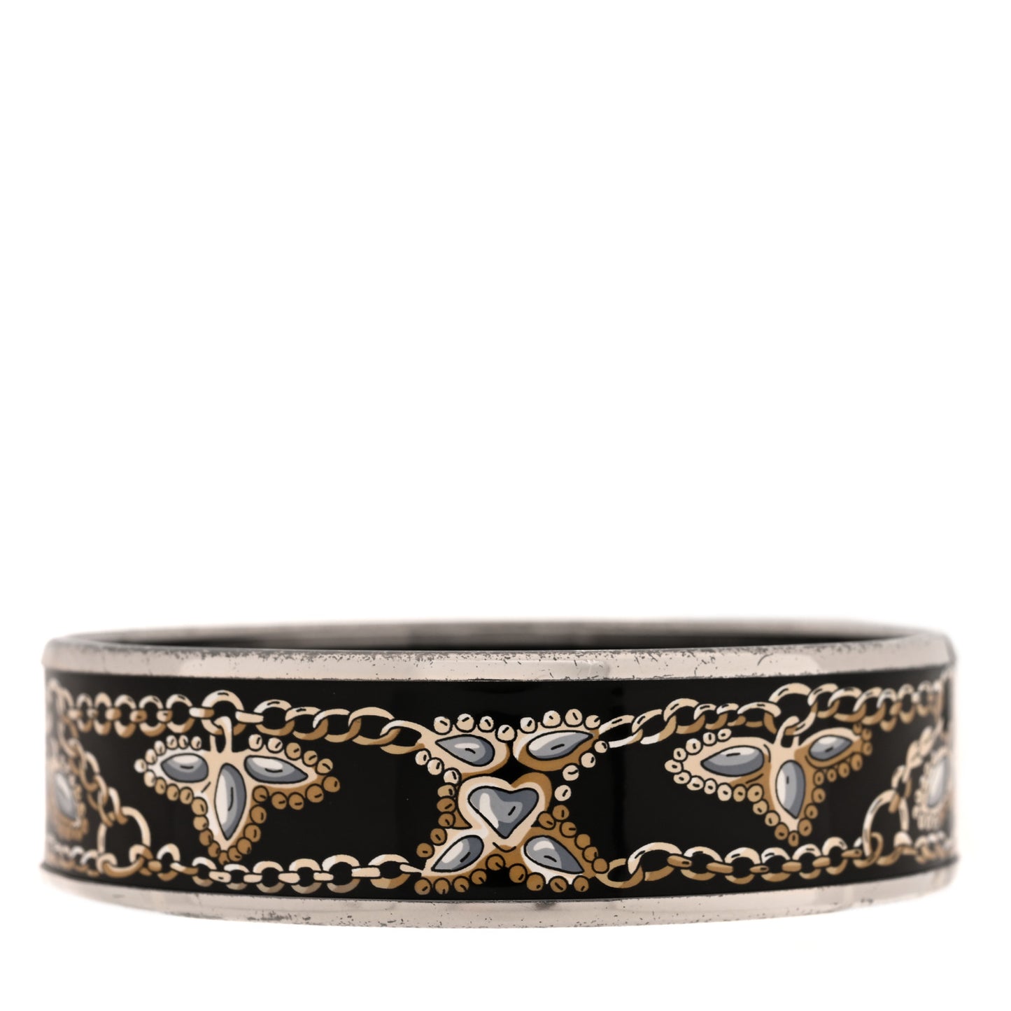 Enamel Printed Wide Bracelet Black