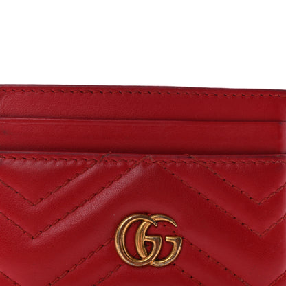 Gucci Calfskin Matelasse GG Marmont Card Holder Hibiscus Red 13 of 18