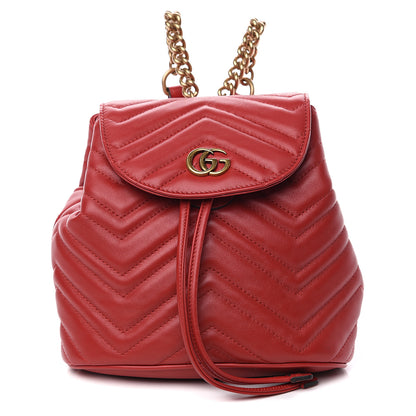 Gucci Calfskin Matelasse GG Marmont Flap Backpack Hibiscus Red 1 of 11