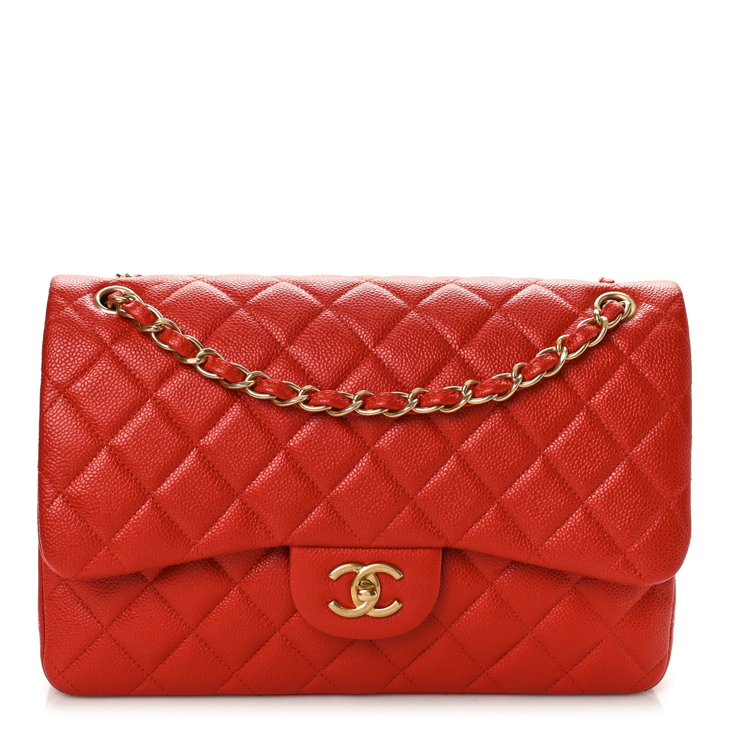 Pearly Caviar Quilted Jumbo Double Flap Orange