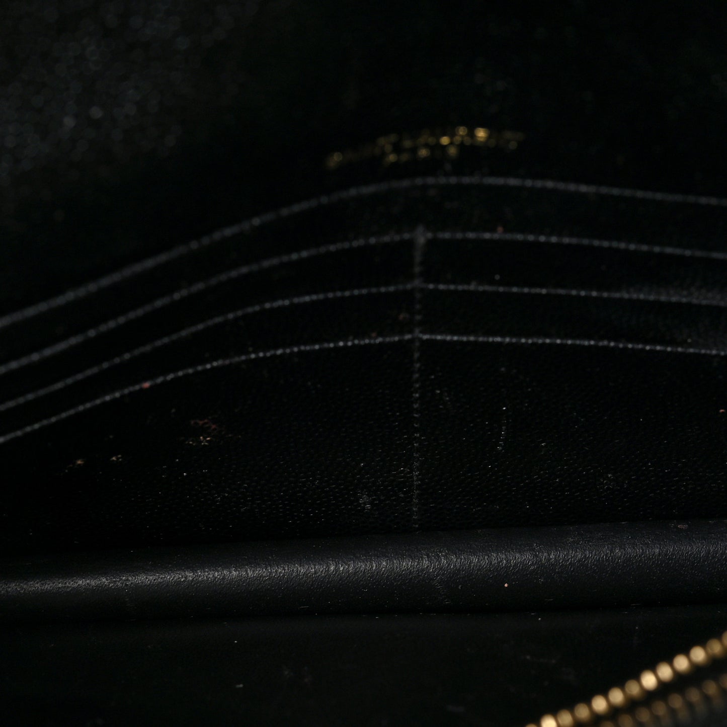 Grain De Poudre Matelasse Chevron Monogram Envelope Chain Wallet Black