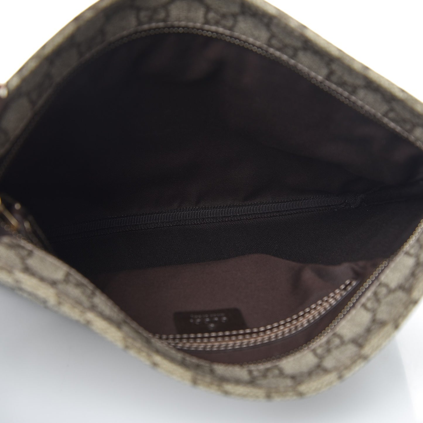GG Supreme Monogram Selleria Calfskin Small Flat Side Zip Messenger Bag Beige Ebony Cocoa Dark Chocolate