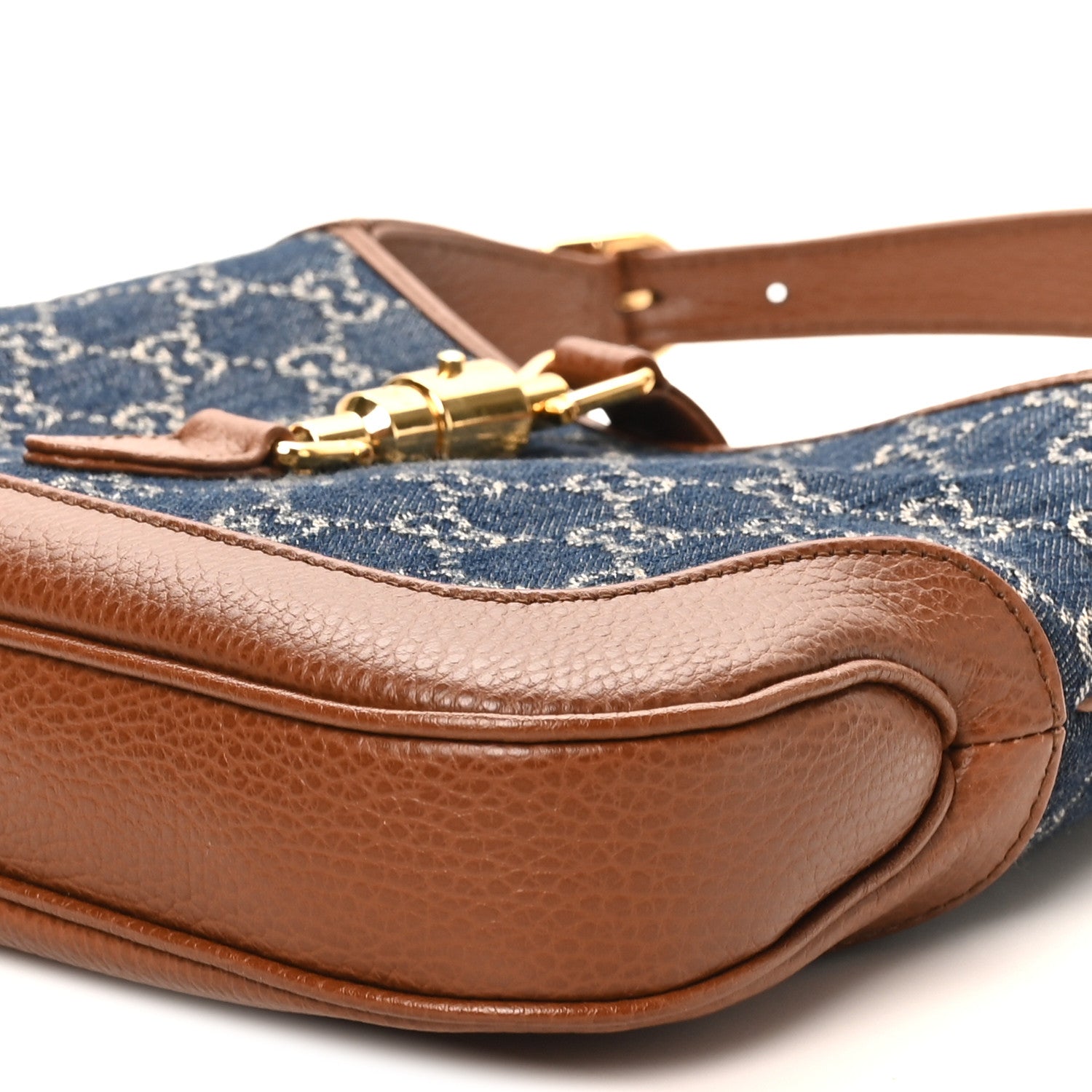 Gucci New Denim GG Monogram Calfskin Small Jackie 1961 Hobo Blue Tea Cuir Blue Tea Cuir 10 of 10