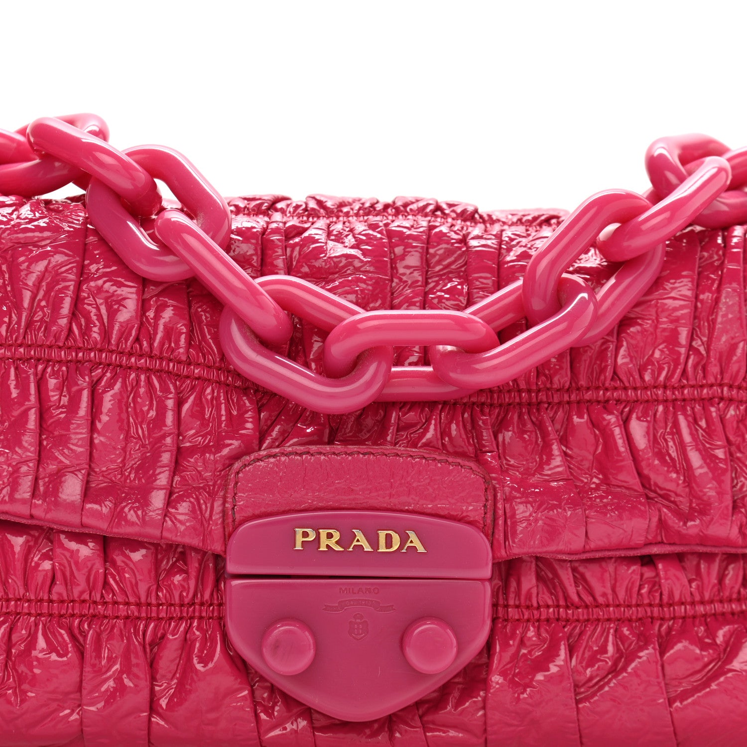 Prada Vernice Gaufre Shoulder Bag Fuxia 8 of 10