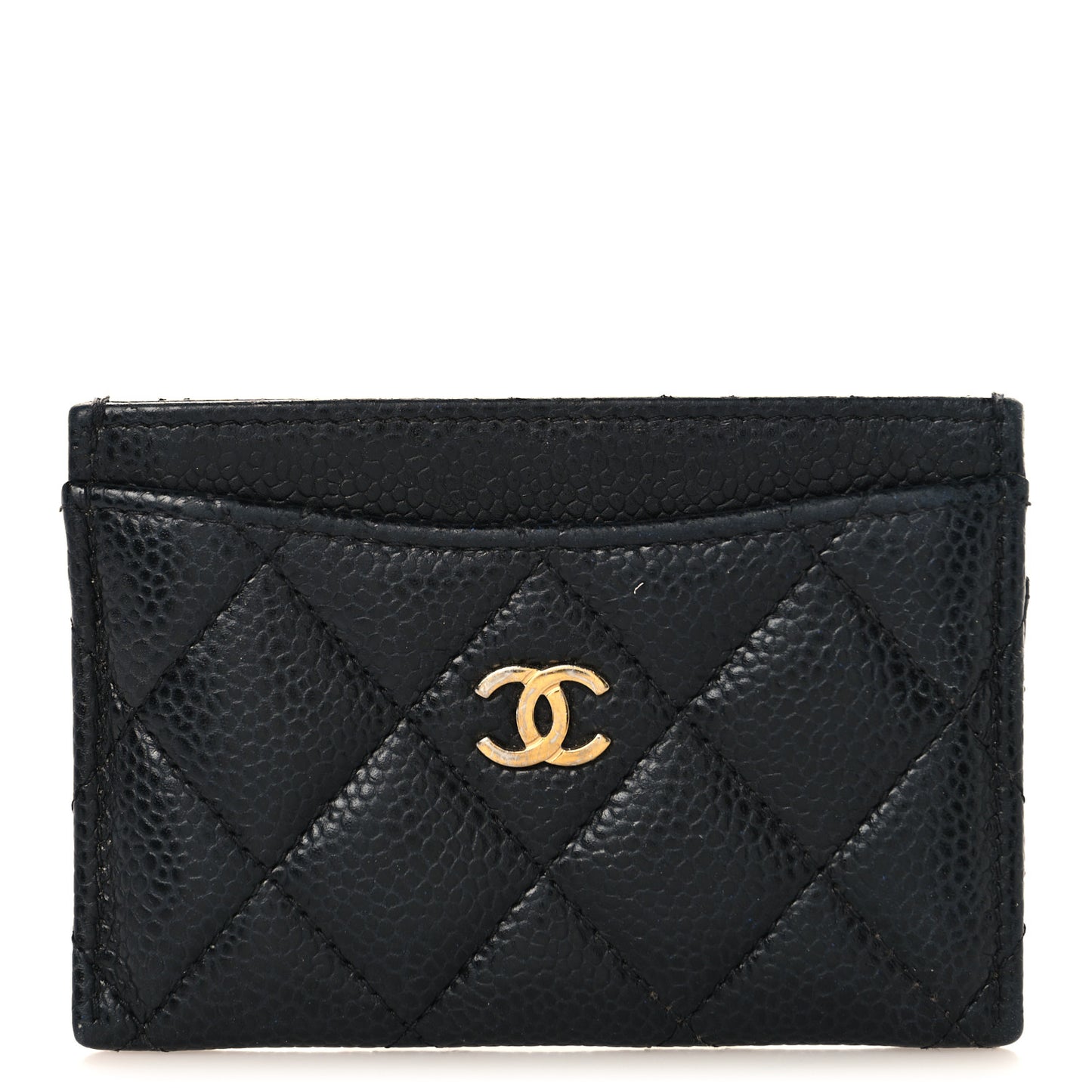 Caviar Quilted Card Holder Black
