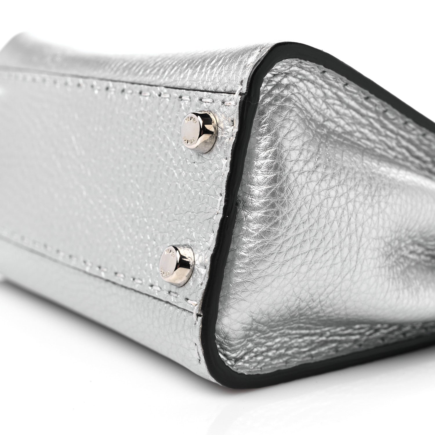 Fendi Cuoio Romano Lux Selleria Mini Peekaboo Iconic Satchel Argento 9 of 9