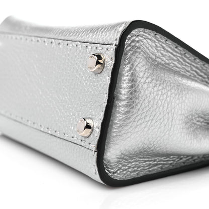 Fendi Cuoio Romano Lux Selleria Mini Peekaboo Iconic Satchel Argento 9 of 9
