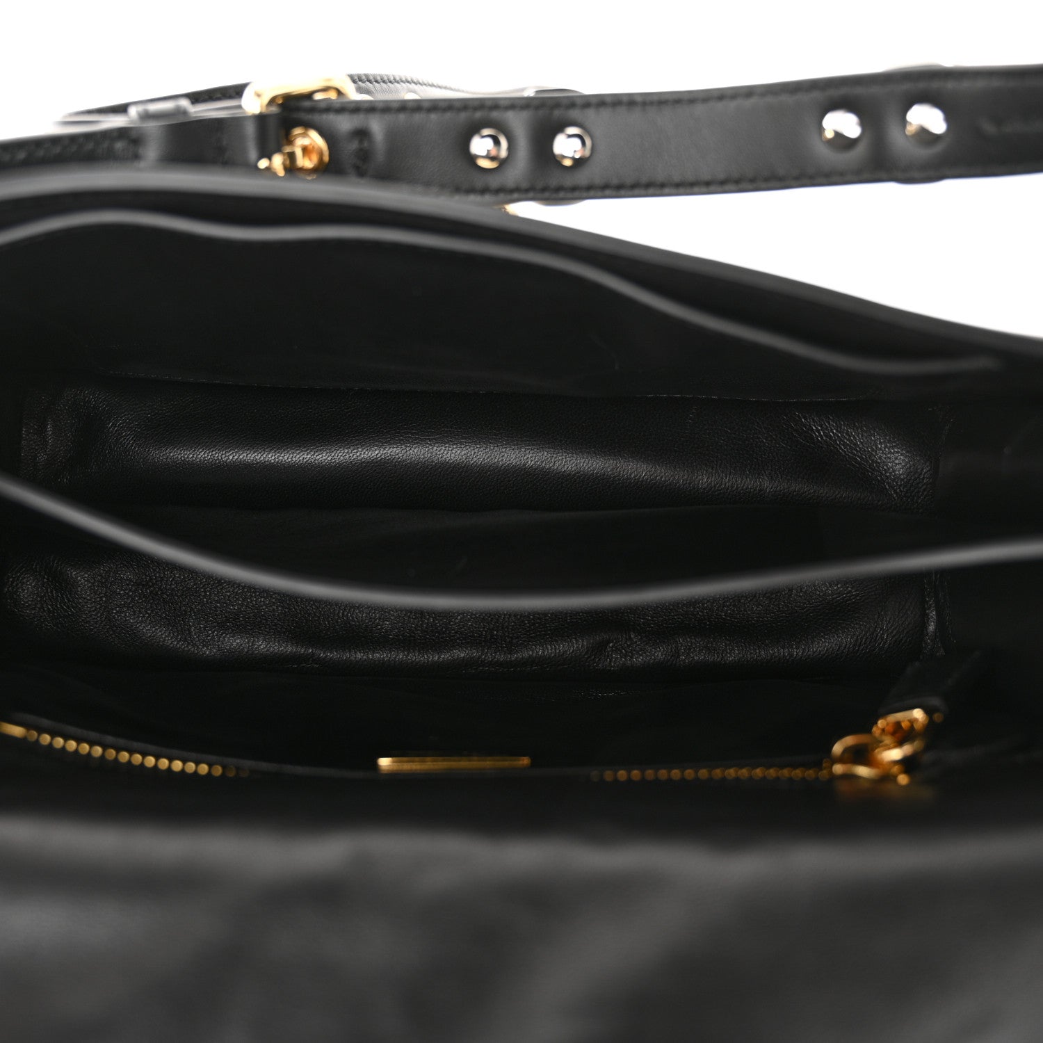 Prada Calfskin Soft Sound Charms Shoulder Bag Black 5 of 10