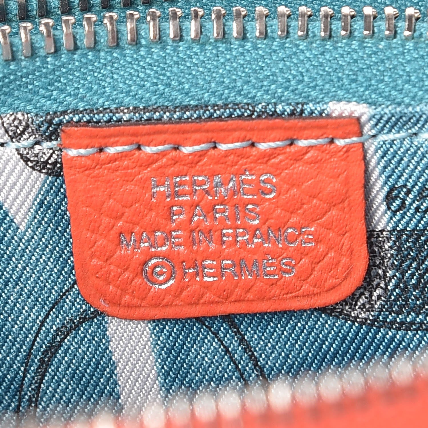 Hermes Epsom Silk'in Compact Wallet Orange Poppy Bleu Saint Cyr 6 of 7