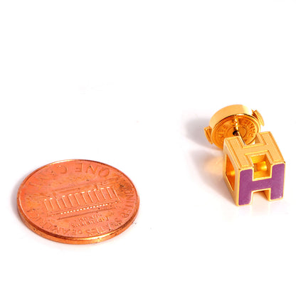 Hermes Enamel Cage d'H Earrings Gold Purple 2 of 7