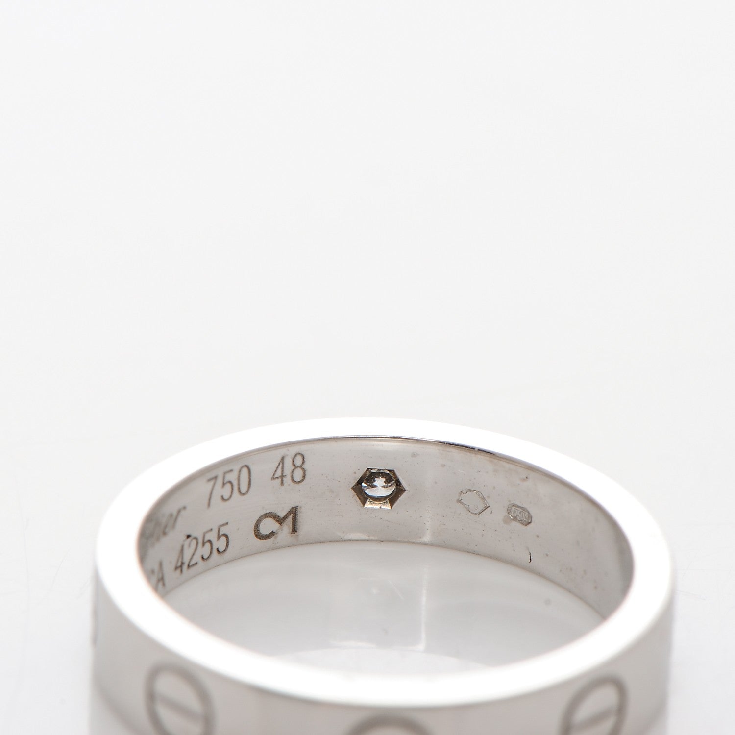 Cartier 18K White Gold Diamond 4mm LOVE Wedding Band Ring 48 4.5 5 of 5