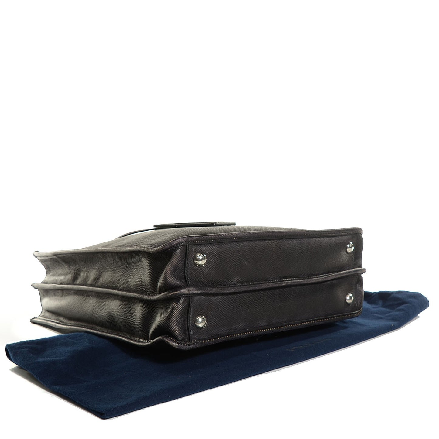 Distressed Saffiano Cuir Double Handle Shopping Tote Black