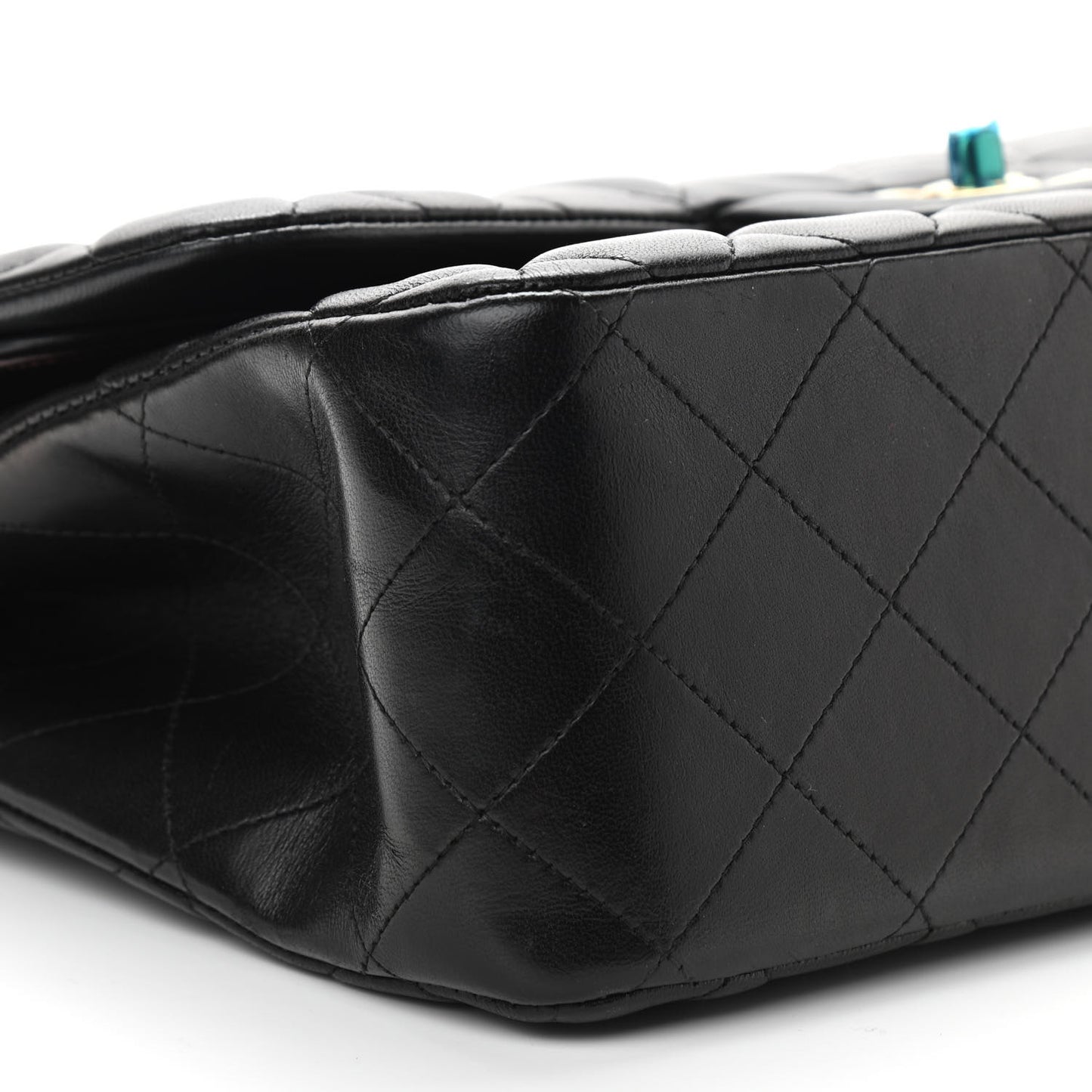 Lambskin Quilted Jumbo Double Flap Black