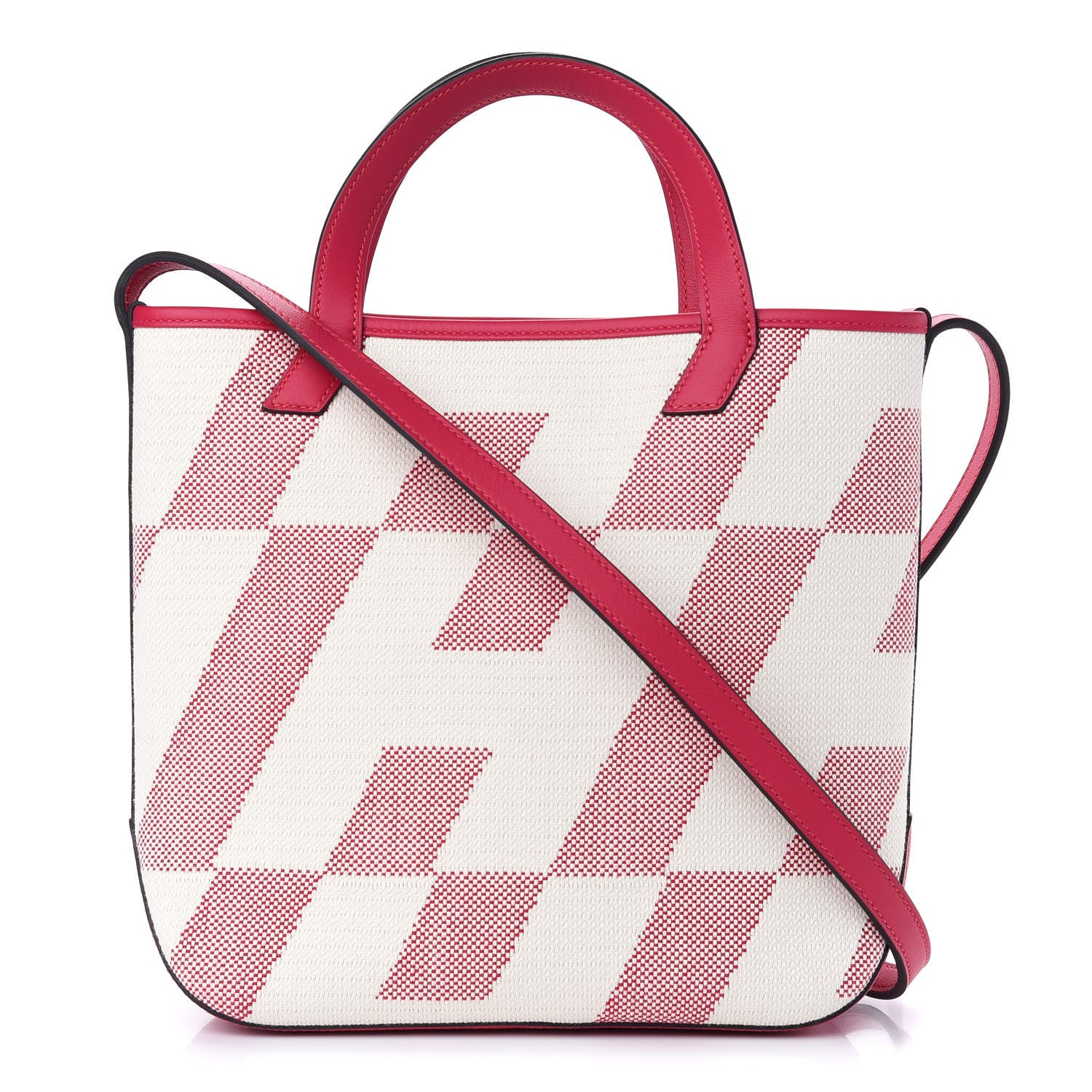 Hermes Swift Toile H Cabas H En Biais 27 Ecru Framboise 1 of 9