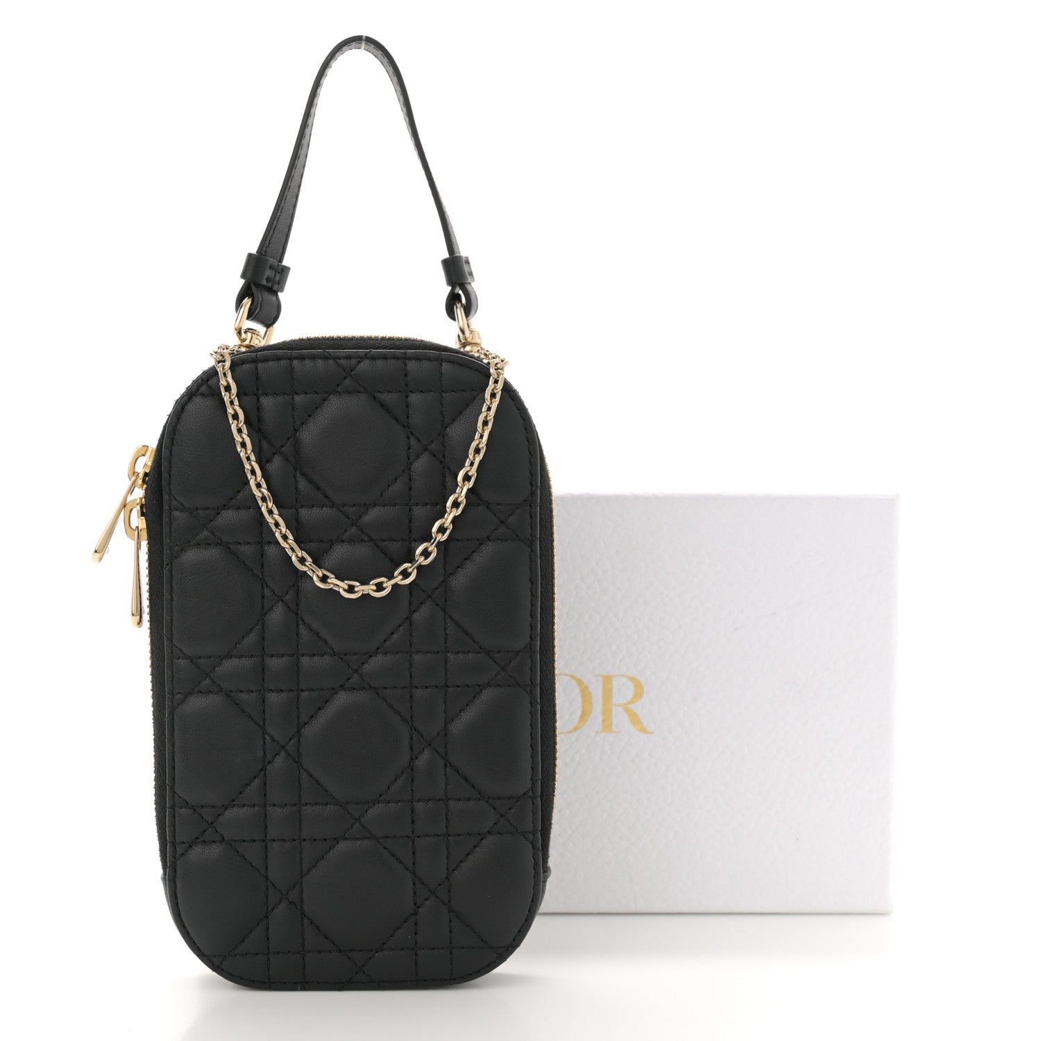 Christian Dior Lambskin Cannage Lady Dior Phone Holder Black 12 of 12