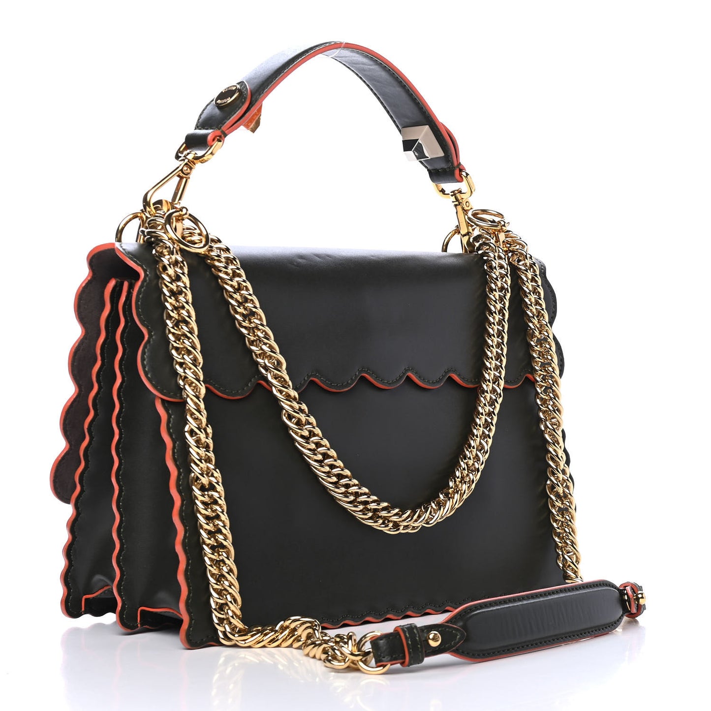 Vitello Liberty Scalloped Studded Kan I Shoulder Bag Verde Prato