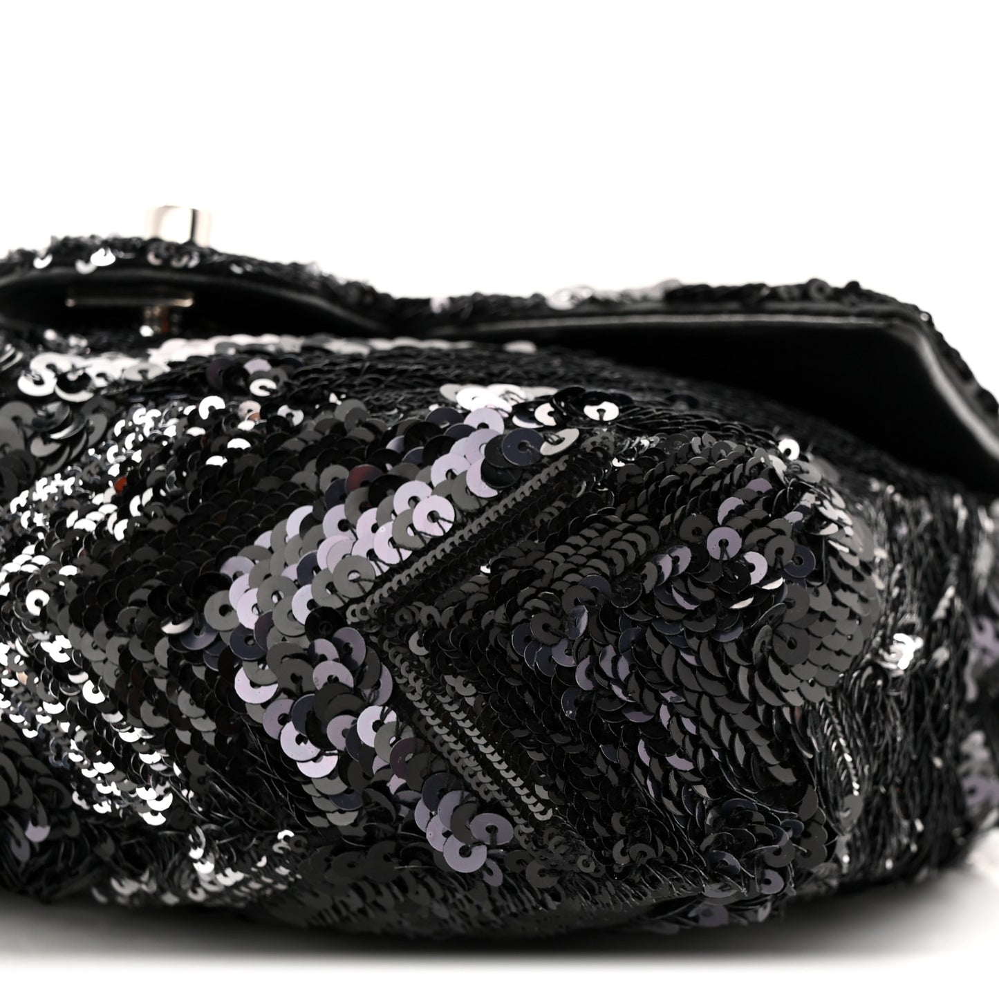 Sequins Chevron Mini Rectangular Flap Black