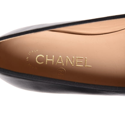 Chanel Lambskin Patent CC Cap Toe Ballerina Flats 39.5 Black 7 of 9