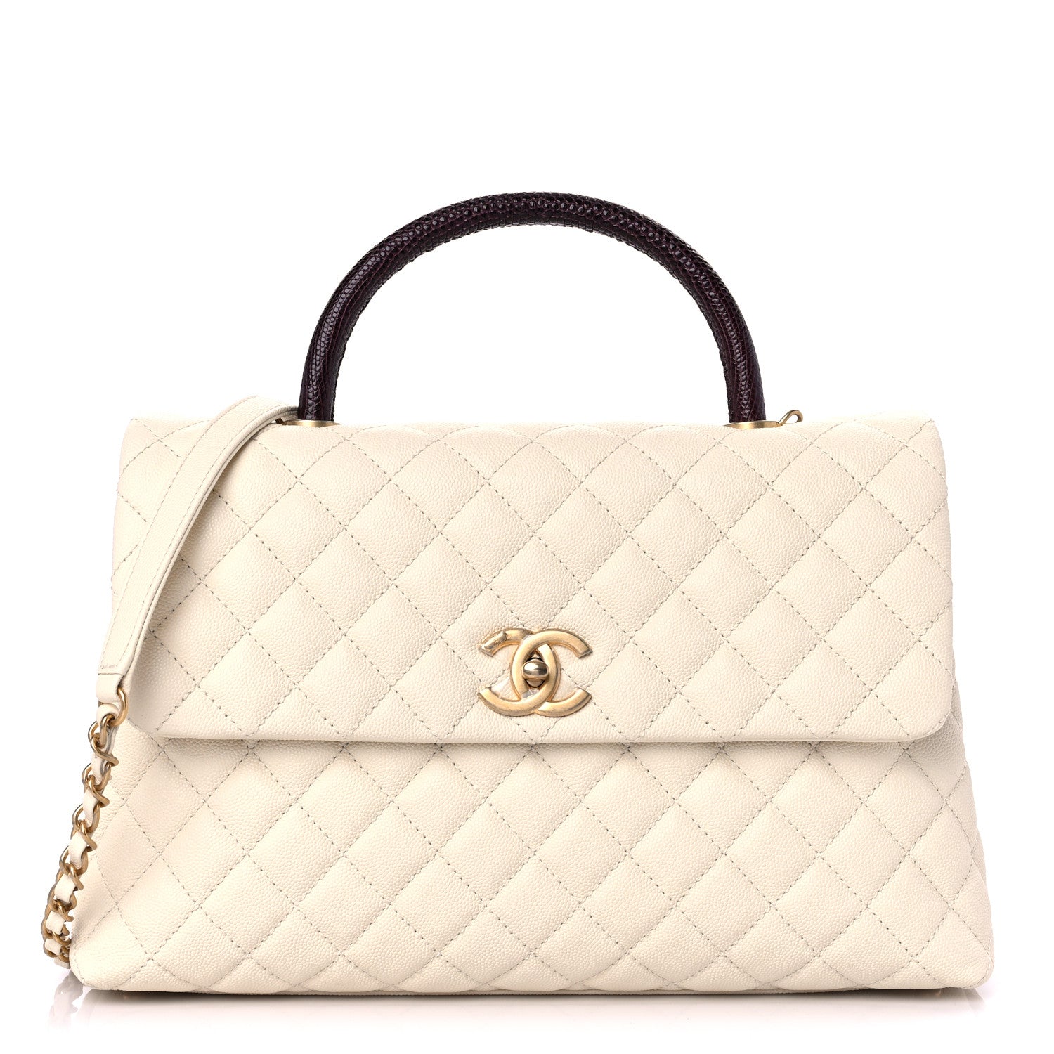 Chanel Caviar Lizard Quilted Medium Coco Handle Flap Ivory 1 of 8