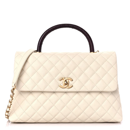 Chanel Caviar Lizard Quilted Medium Coco Handle Flap Ivory 1 of 8