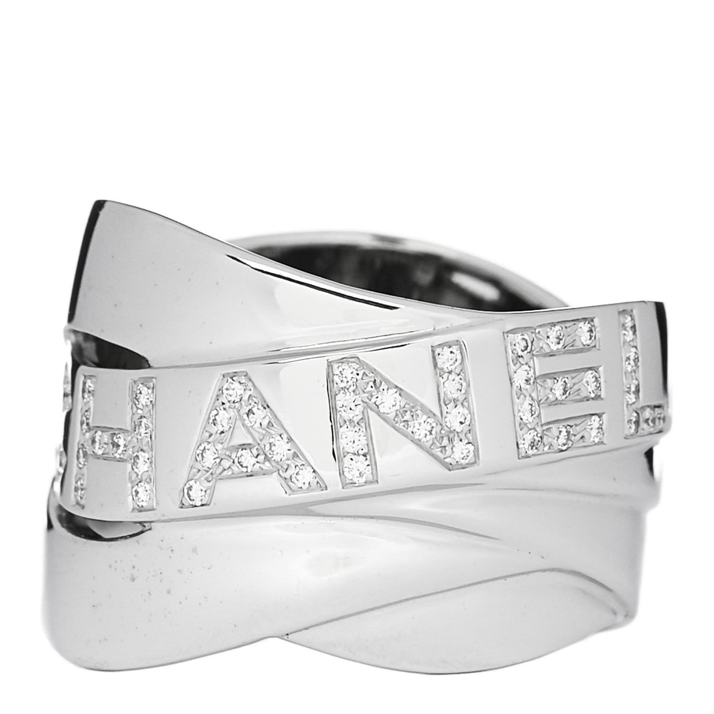 18K White Gold Diamond Bolduc Ring 54 7