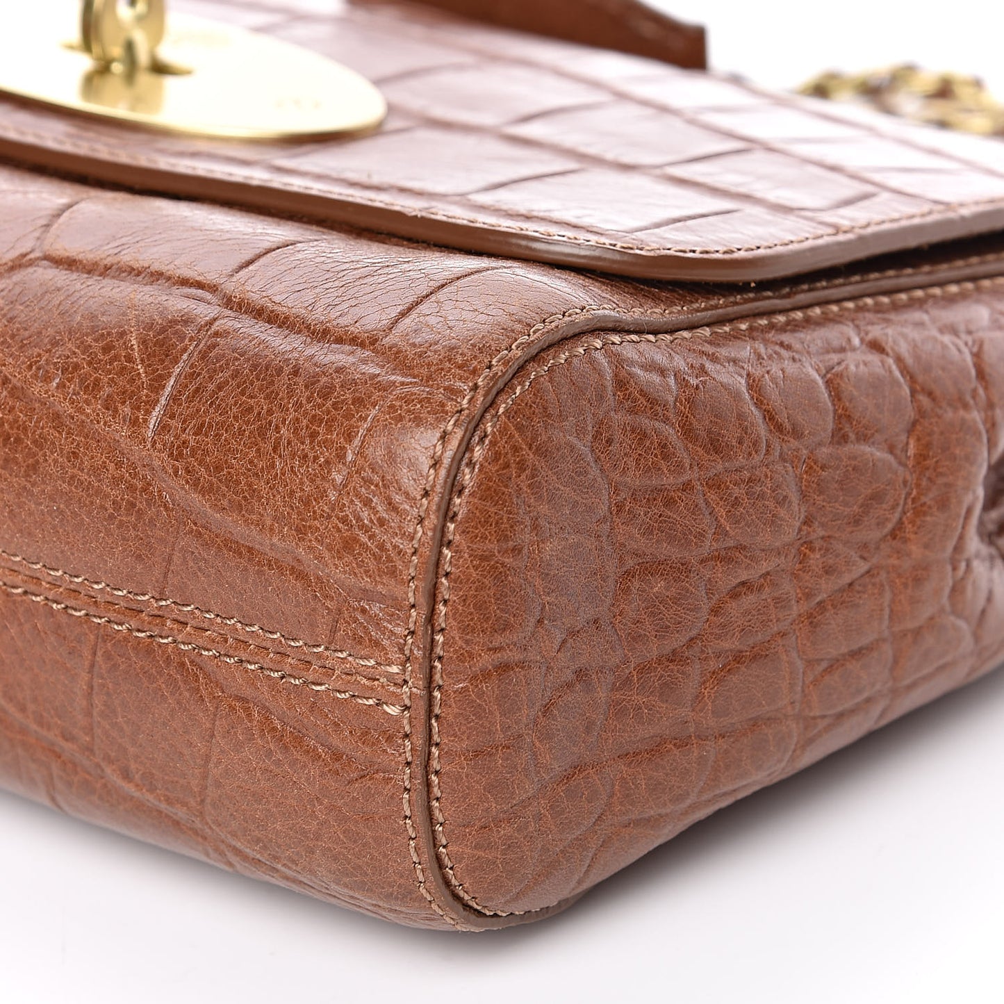 Nappa Crocodile Embossed Small Lily Flap Oak