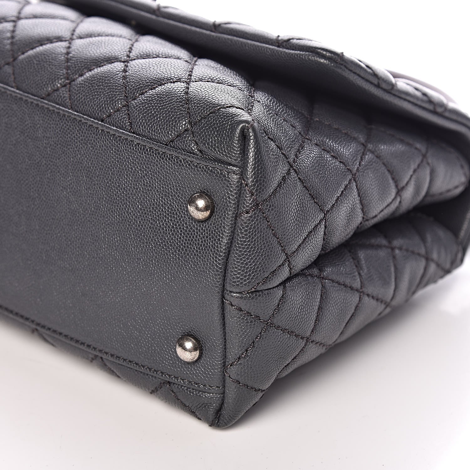 Chanel Caviar Lizard Quilted Small Coco Handle Flap Dark Grey 10 of 11