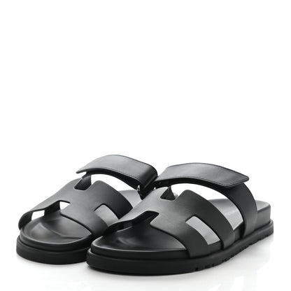 Hermes Calfskin Womens Chypre Sandals 38 Black 3 of 8