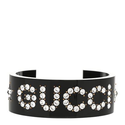 Gucci Resin Crystal Cuff Bracelet L Black 1 of 5
