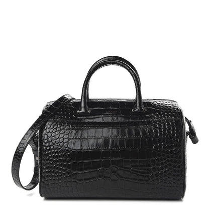 Saint Laurent Calfskin Crocodile Embossed Duffle Bag Black 1 of 9