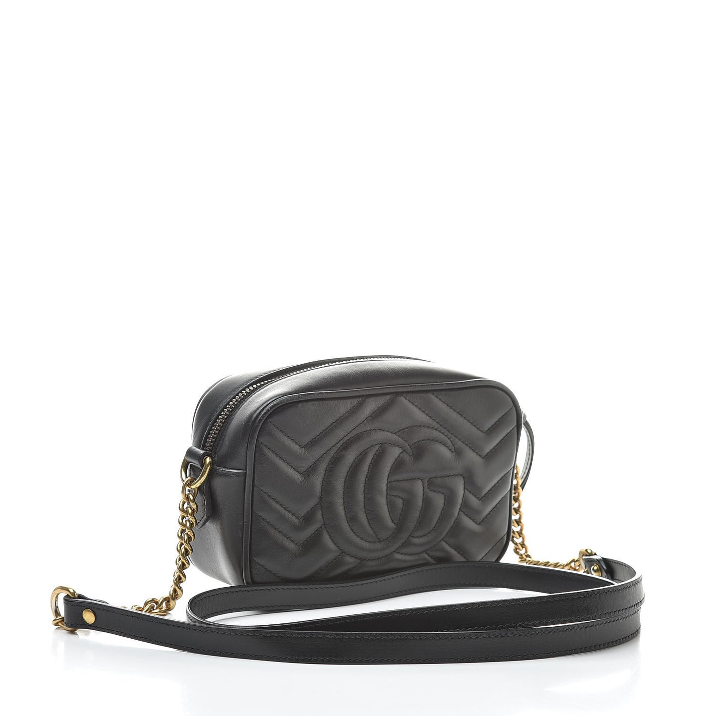 Calfskin Matelasse Mini GG Marmont Chain Shoulder Bag Black