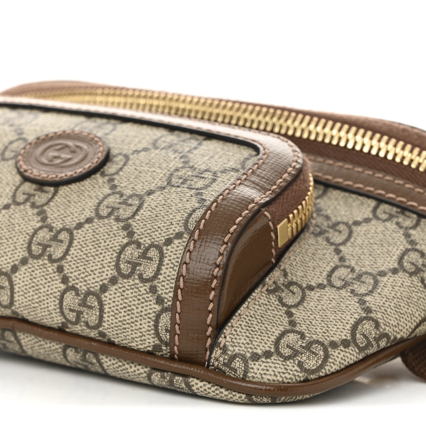 GG Supreme Monogram Textured Calfskin Retro Interlocking G Belt Bag Beige Ebony Brown Sugar