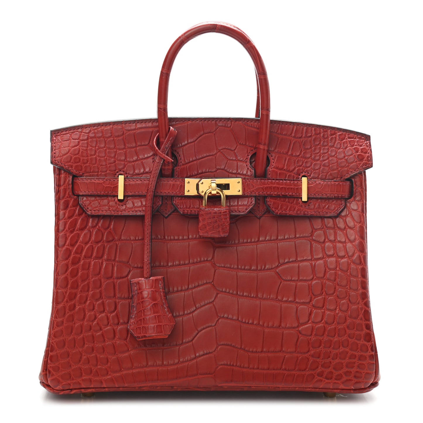 Matte Alligator Verso Birkin 25 Rouge H Orange Poppy