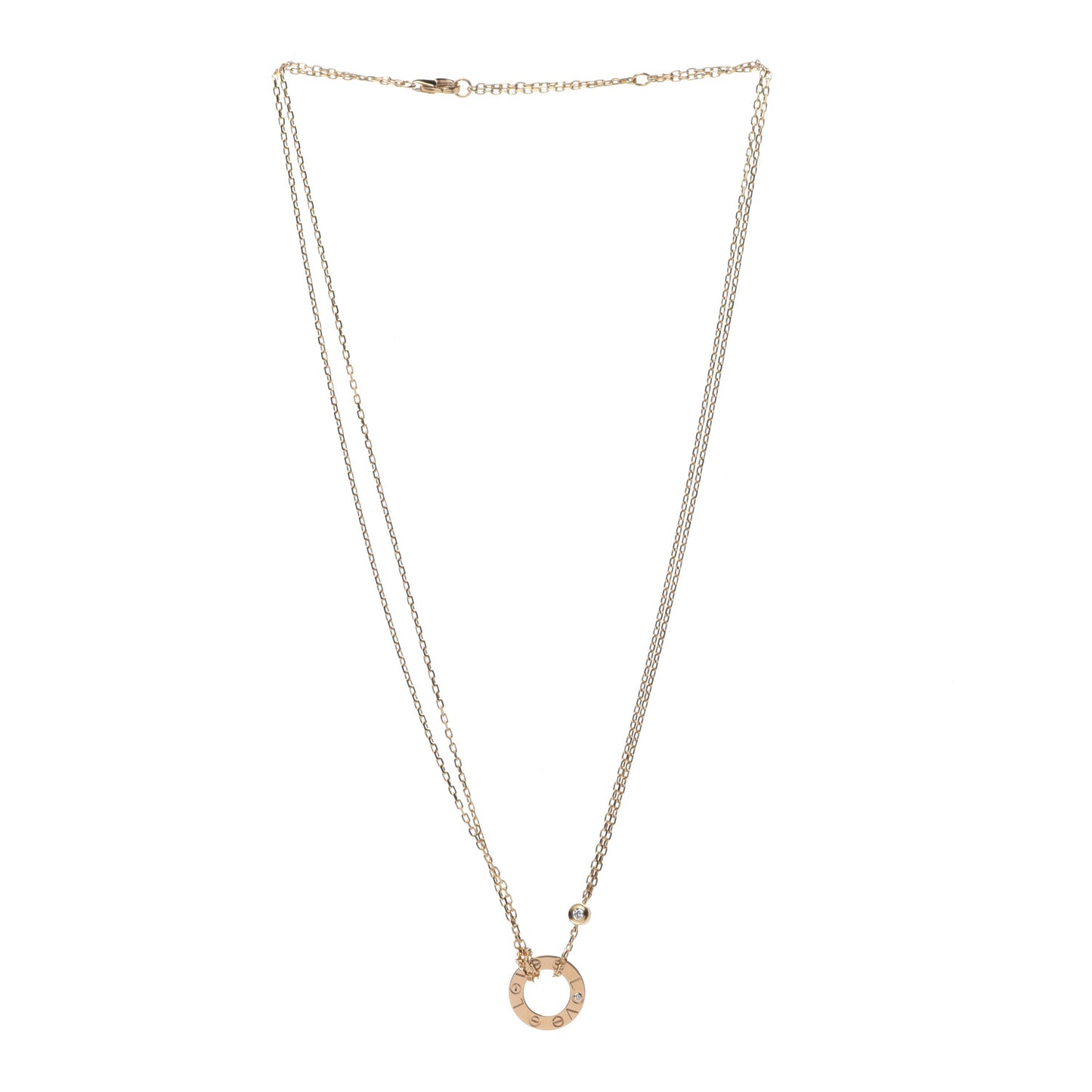 18K Yellow Gold 2 Diamond LOVE Necklace