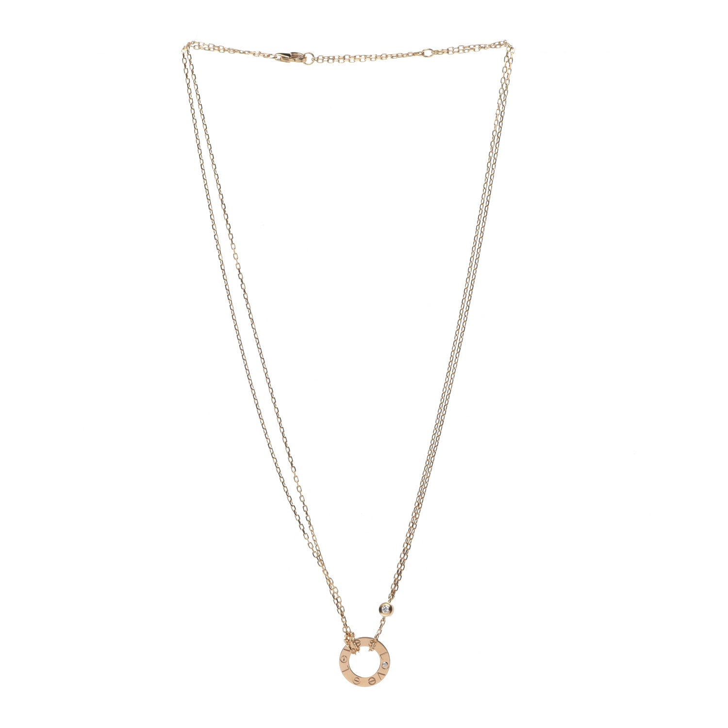Cartier 18K Yellow Gold 2 Diamond LOVE Necklace 3 of 6