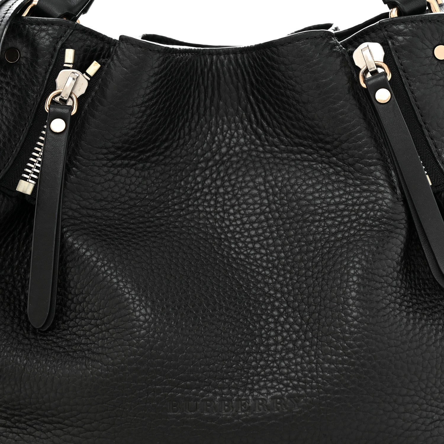 Burberry Grainy Calfskin House Check Small Maidstone Black 9 of 16