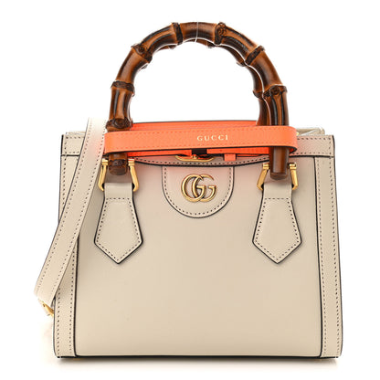 Gucci Wonka Grain Calfskin Mini Diana Tote Bag Mystic White Orange Fluo 1 of 11