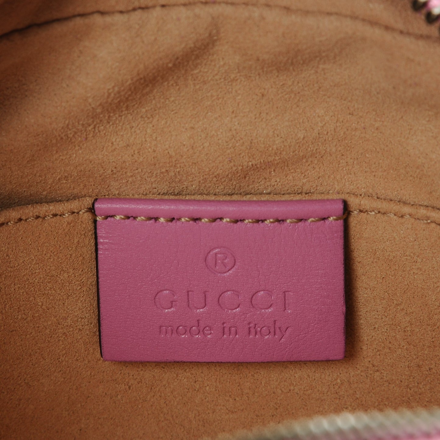 Calfskin Matelasse Mini GG Marmont Chain Shoulder Bag Candy Mousse