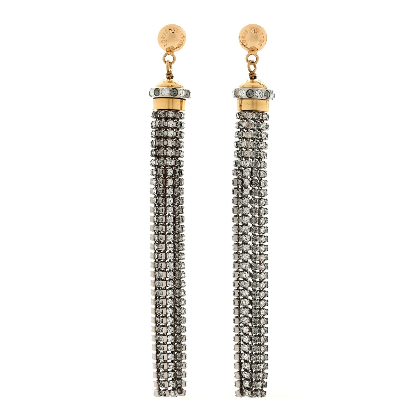 LOUIS VUITTON Crystal Strand Earrings Gold