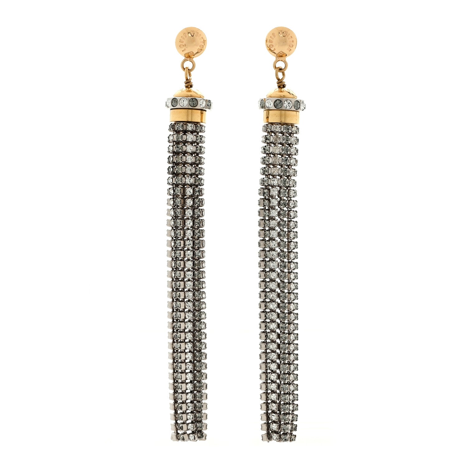 Louis Vuitton LOUIS VUITTON Crystal Strand Earrings Gold 1 of 5