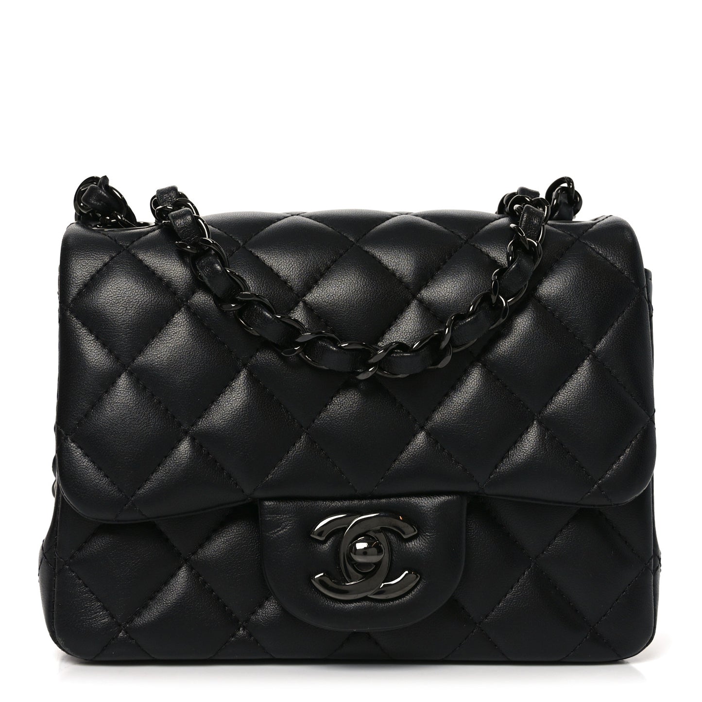 Lambskin Quilted Mini Square Flap So Black
