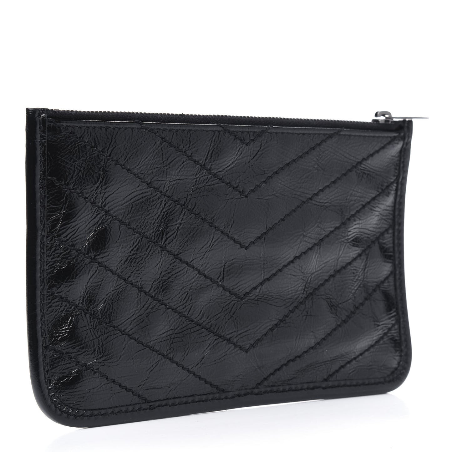 Crinkled Calfskin Matelasse Monogram Niki Bill Pouch Black