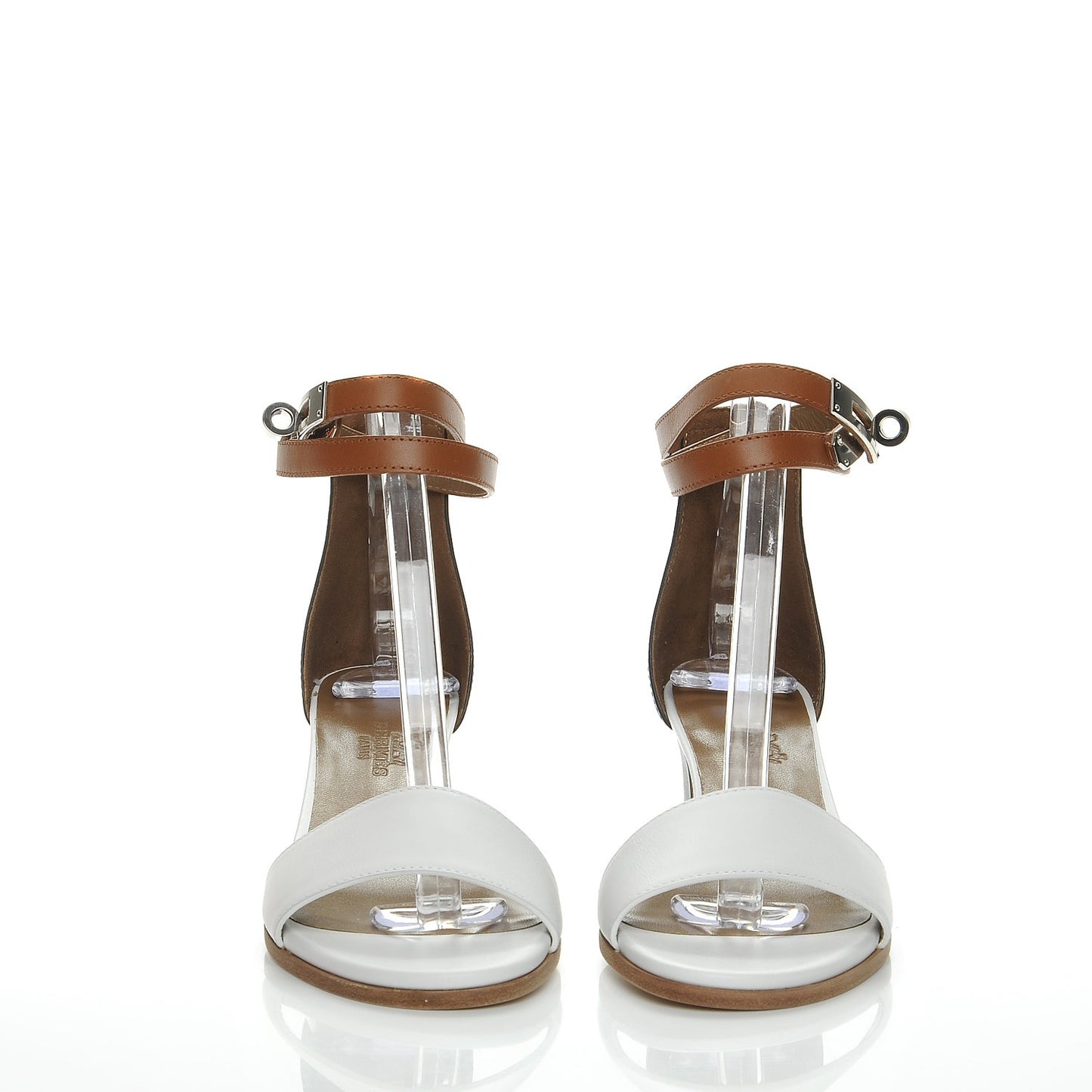 Box Calfskin Manege Sandals 36 Natural White Black